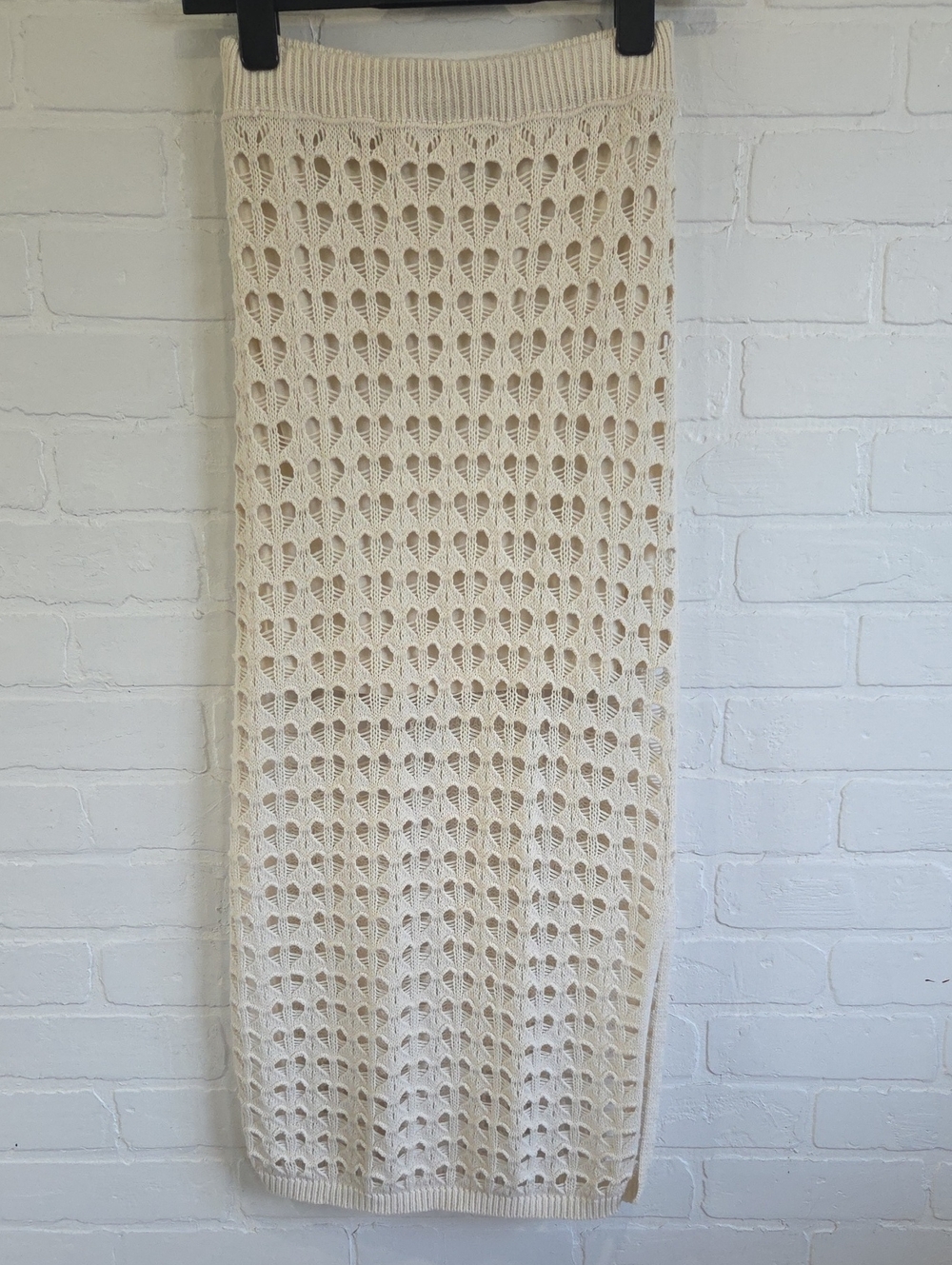 Freshman Cream Open-Knit Maxi Skirt